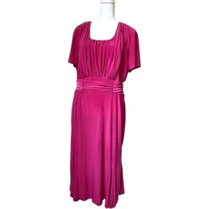 Danny & Nicole Hot Pink Retro Style Umpire Waist Short Sleeve Dress Size 16